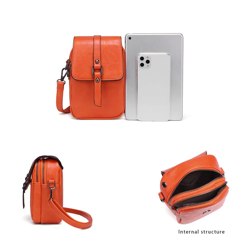 My Friday myfriday Vintage Crossbody Phone Bag for Women, Small Leather Shoulder Purse and Handbag with Tassel&Rivet Decoration - Image 4